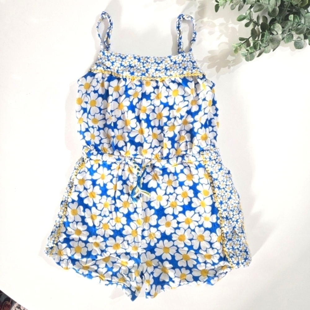Mini Boden Daisies Floral Girls Summer Romper Size 5-6